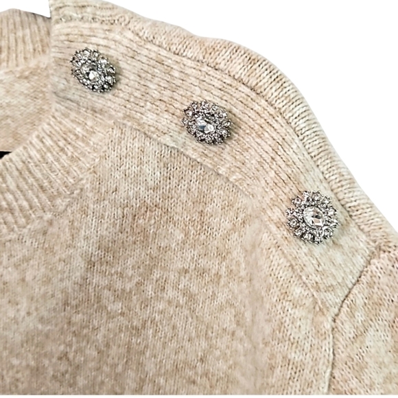 Ann Taylor Crewneck Button-Shoulder Detail 3/4 Sleeve Sweater Size Small - Picture 10 of 14